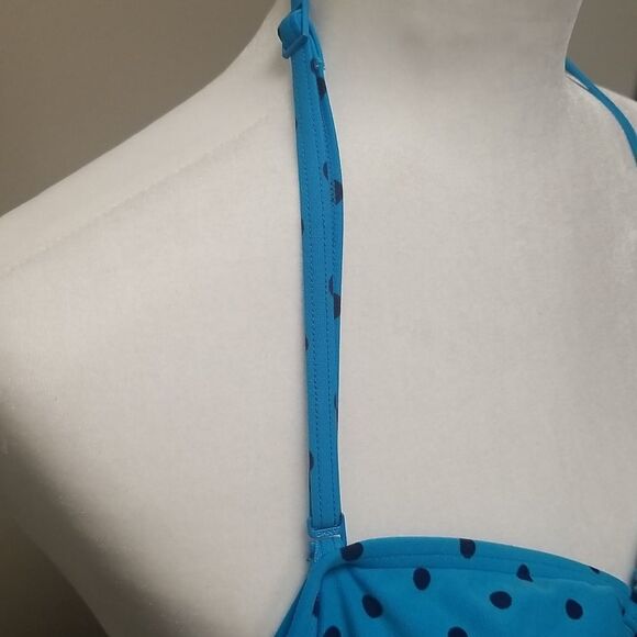 DKNY ONE PIECE SWIMSUIT BLUE WITH POLKA DOTS SZ 12 - Picture 2 of 7